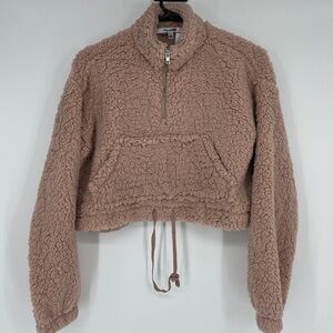 Cropped Sherpa sweatshirt pink
